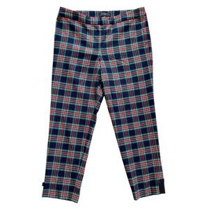Talbots Womens Holiday Plaid Wool Blend Pants Bow Accent Size Petites 8 8P